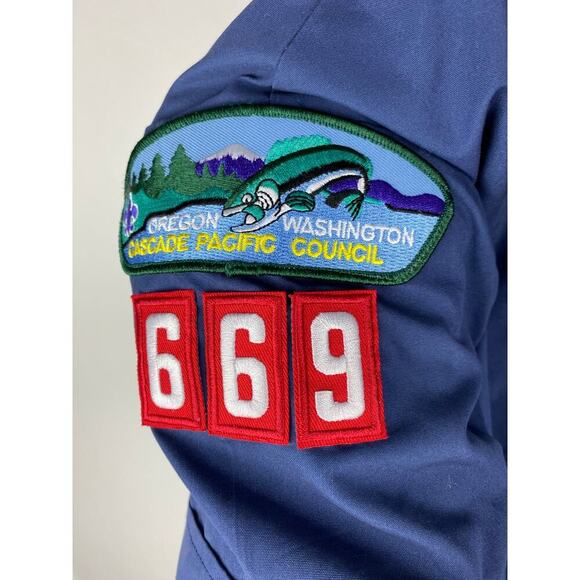 Boy Scouts of America Youth M Blue Button Up Uniform Shirt with Patches - Picture 6 of 7